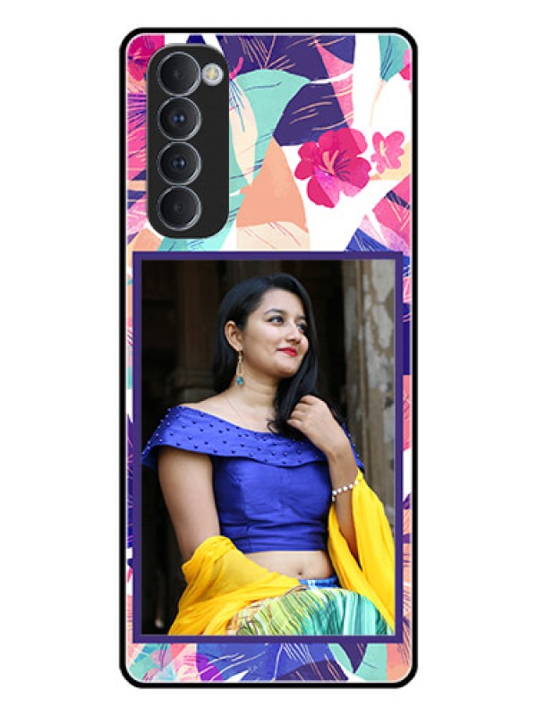 Custom Oppo Reno 4 Pro Custom Glass Mobile Case  - Abstract Floral Design
