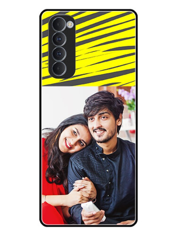 Custom Oppo Reno 4 Pro Photo Printing on Glass Case  - Yellow Abstract Design