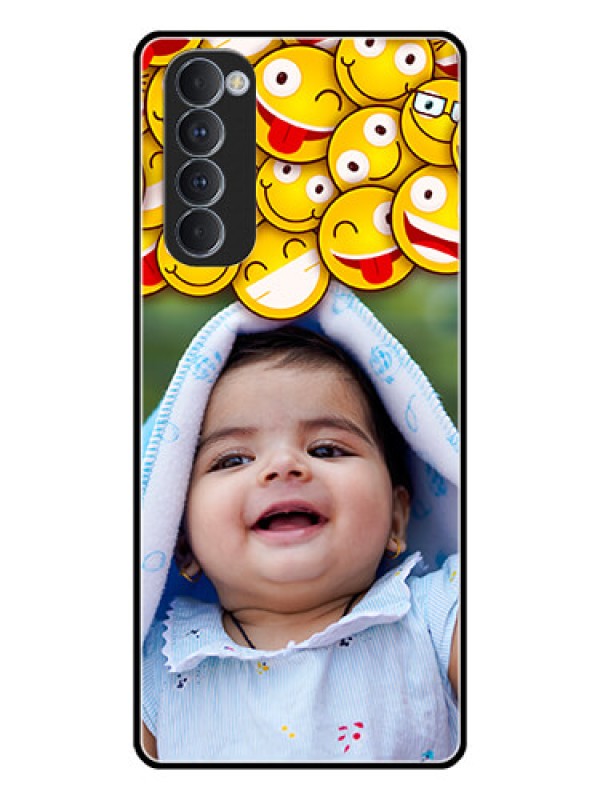 Custom Oppo Reno 4 Pro Custom Glass Mobile Case  - with Smiley Emoji Design