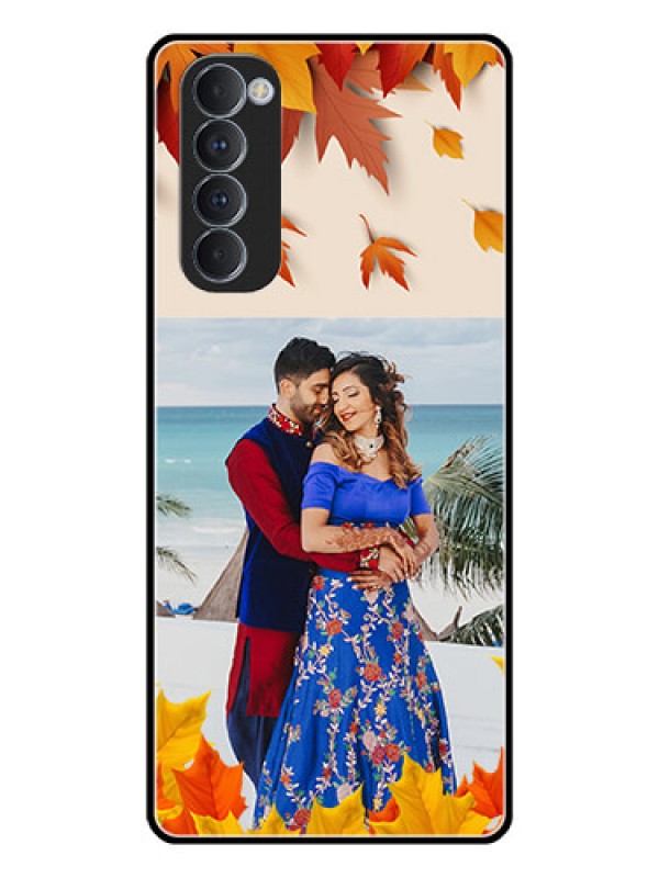 Custom Oppo Reno 4 Pro Photo Printing on Glass Case  - Autumn Maple Leaves Design