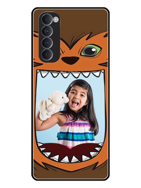 Custom Oppo Reno 4 Pro Photo Printing on Glass Case  - Owl Monster Back Case Design