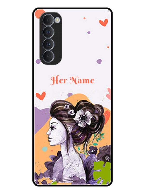 Custom Oppo Reno 4 Pro Personalized Glass Phone Case - Woman And Nature Design