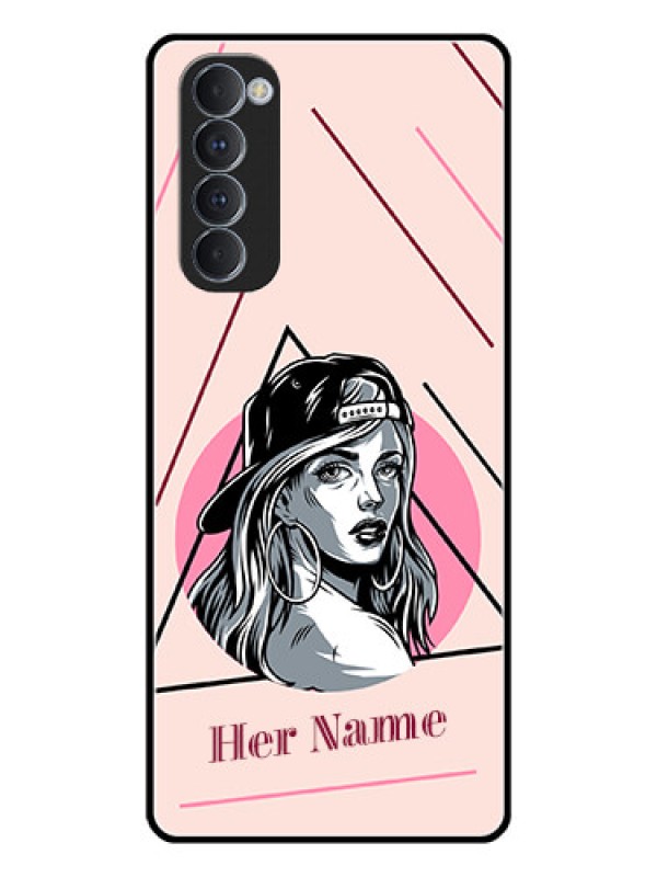 Custom Oppo Reno 4 Pro Personalized Glass Phone Case - Rockstar Girl Design