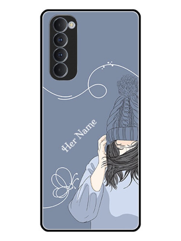 Custom Oppo Reno 4 Pro Custom Glass Mobile Case - Girl in winter outfit Design