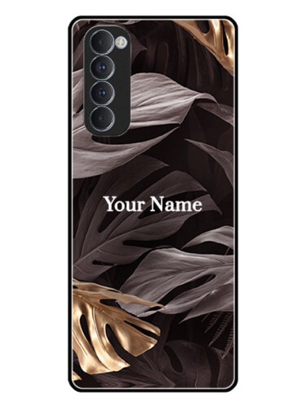 Custom Oppo Reno 4 Pro Personalised Glass Phone Case - Wild Leaves digital paint Design
