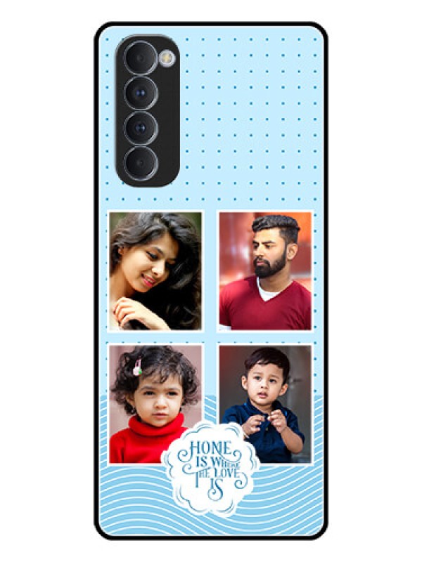Custom Oppo Reno 4 Pro Custom Glass Phone Case - Cute love quote with 4 pic upload Design