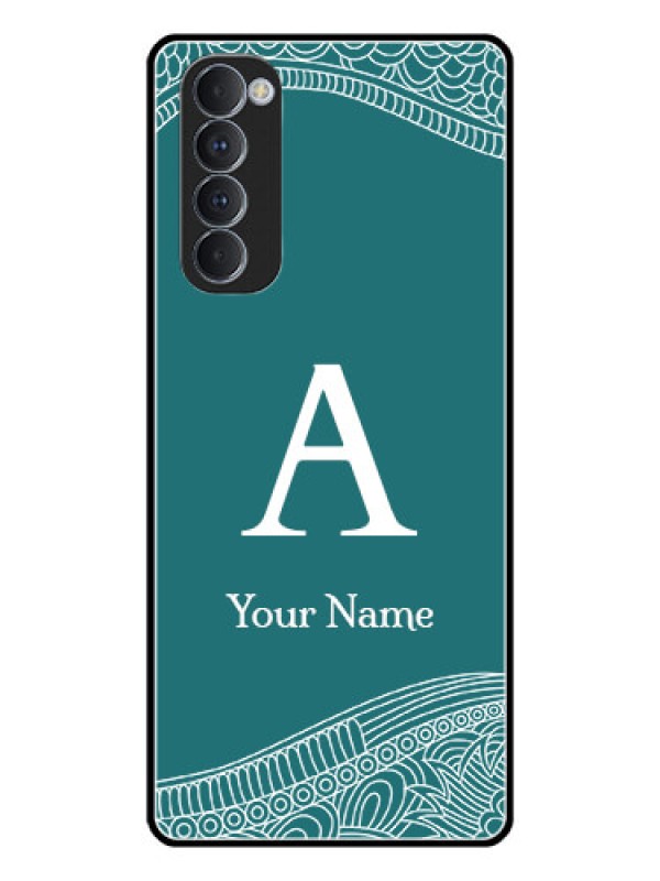 Custom Oppo Reno 4 Pro Personalized Glass Phone Case - line art pattern with custom name Design
