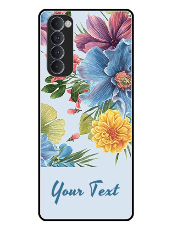 Custom Oppo Reno 4 Pro Custom Glass Mobile Case - Stunning Watercolored Flowers Painting Design
