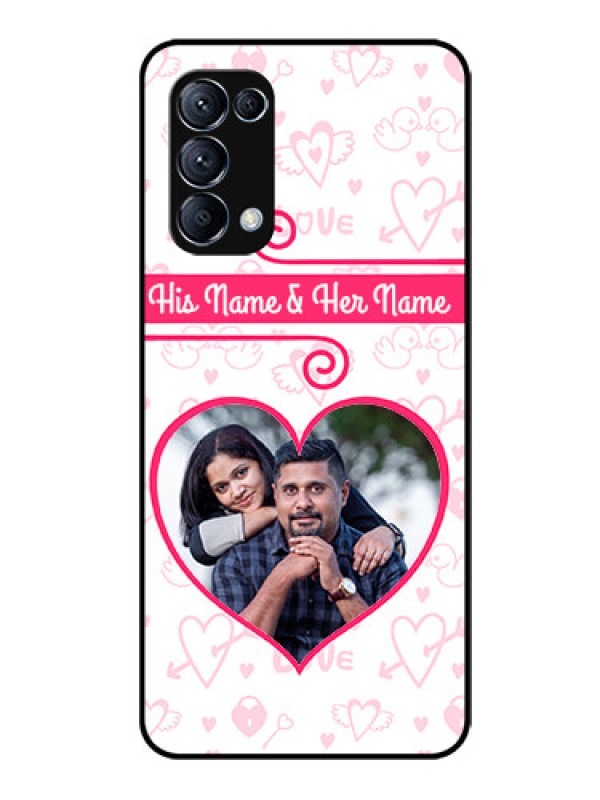 Custom Reno 5 Pro 5G Personalized Glass Phone Case  - Heart Shape Love Design