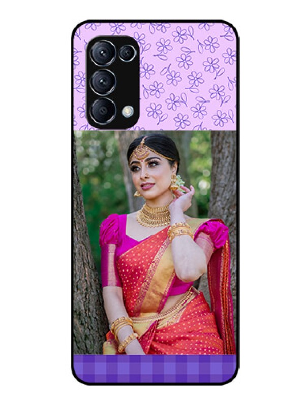 Custom Reno 5 Pro 5G Custom Glass Phone Case  - Purple Floral Design