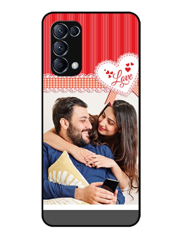 Custom Reno 5 Pro 5G Custom Glass Mobile Case  - Red Love Pattern Design
