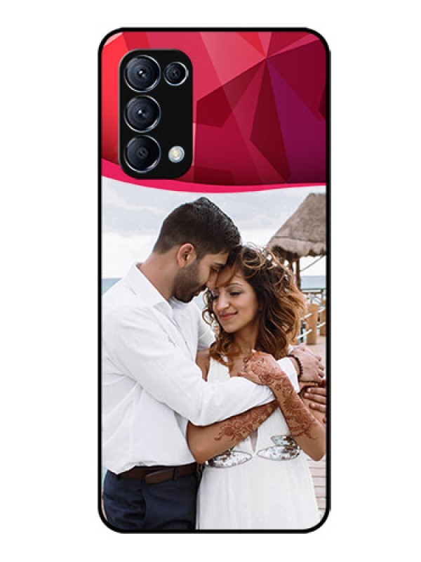 Custom Reno 5 Pro 5G Custom Glass Mobile Case  - Red Abstract Design