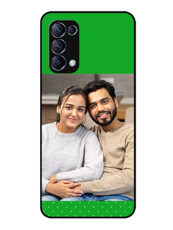 Custom Reno 5 Pro 5G Personalized Glass Phone Case  - Green Pattern Design