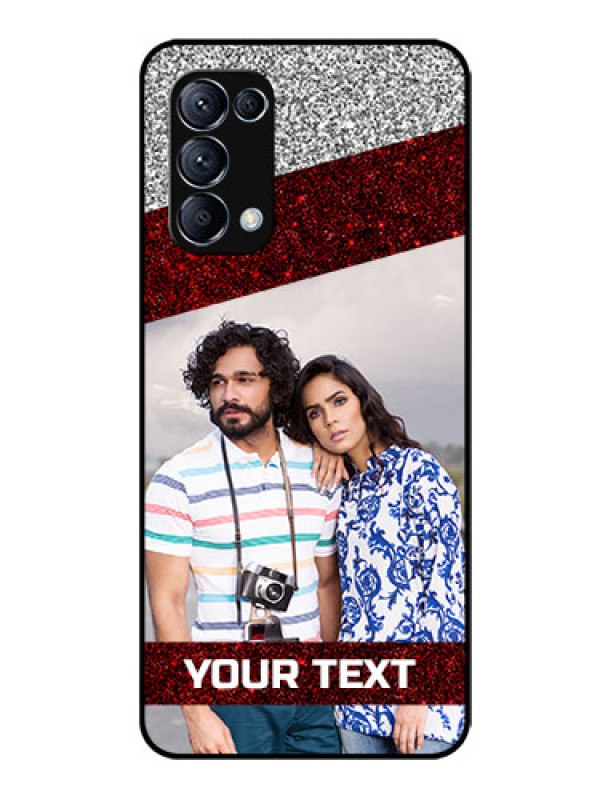 Custom Reno 5 Pro 5G Personalized Glass Phone Case  - Image Holder with Glitter Strip Design
