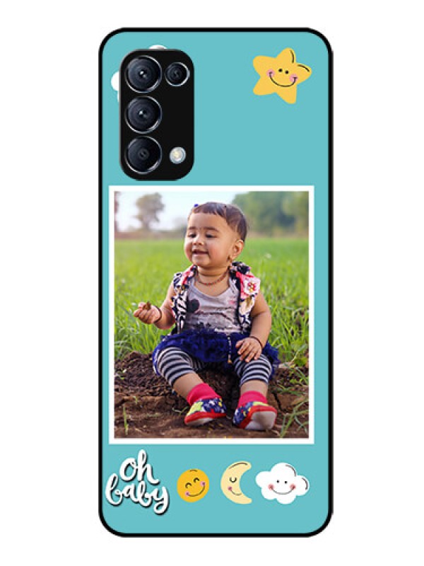 Custom Reno 5 Pro 5G Personalized Glass Phone Case  - Smiley Kids Stars Design