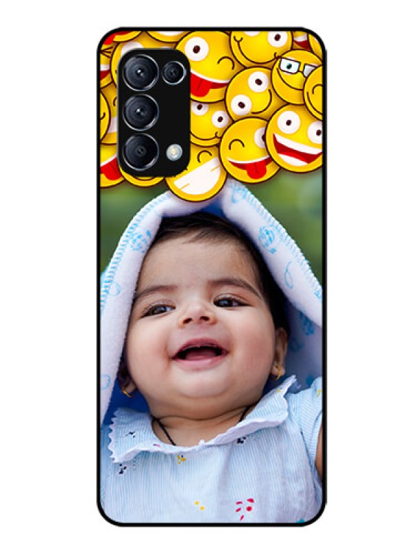 Custom Reno 5 Pro 5G Custom Glass Mobile Case  - with Smiley Emoji Design
