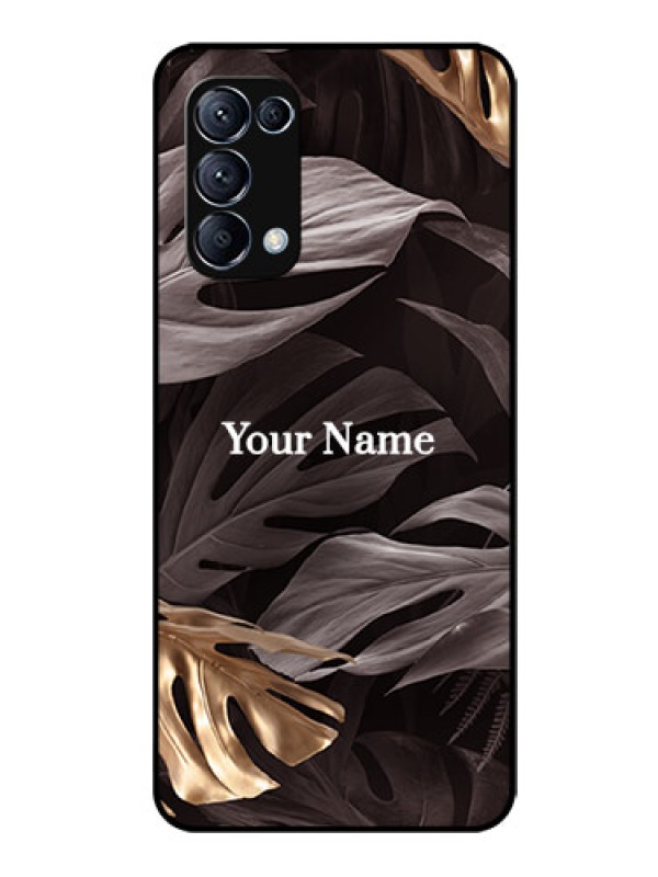 Custom Oppo Reno 5 Pro 5G Personalised Glass Phone Case - Wild Leaves digital paint Design