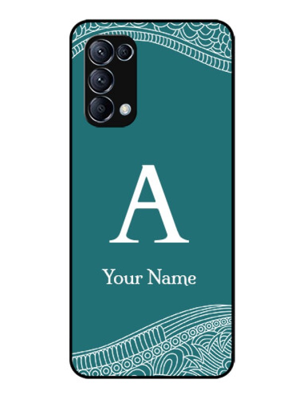 Custom Oppo Reno 5 Pro 5G Personalized Glass Phone Case - line art pattern with custom name Design