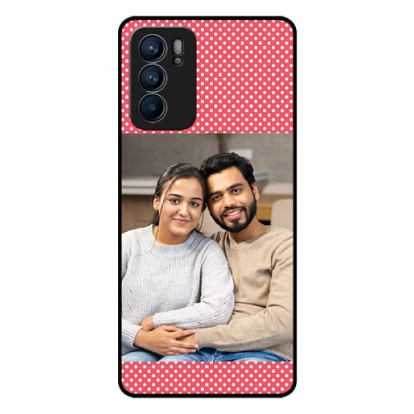 Reno 6 5G Custom Glass Phone Case - White Dotted Design