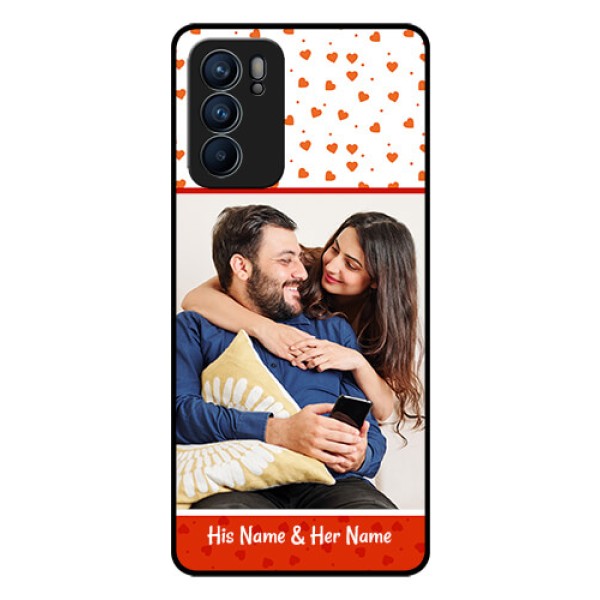 Reno 6 5G Custom Glass Phone Case - Orange Love Symbol Design Reno 6 5G Custom Glass Phone Case - Orange Love Symbol Design