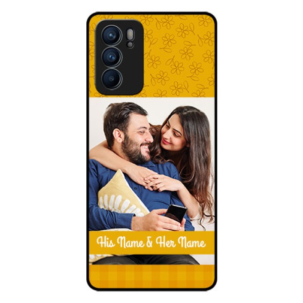 Reno 6 5G Custom Glass Mobile Case - Yellow Floral Design