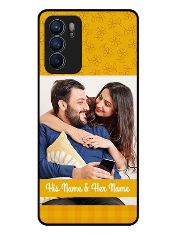 Custom Reno 6 5G Custom Glass Mobile Case - Yellow Floral Design