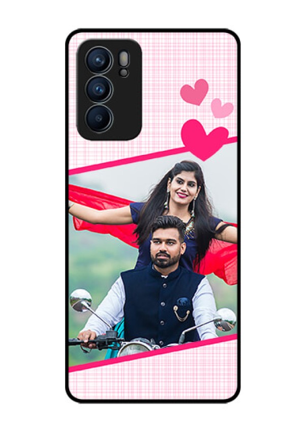 Reno 6 5G Custom Glass Phone Case - Love Shape Heart Design
