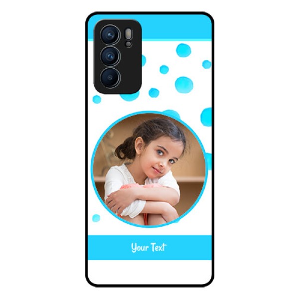 Reno 6 5G Photo Printing on Glass Case - Blue Bubbles Pattern Design Reno 6 5G Photo Printing on Glass Case - Blue Bubbles Pattern Design