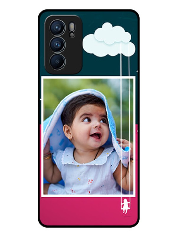 Custom Reno 6 5G Custom Glass Phone Case - Cute Girl with Cloud Design