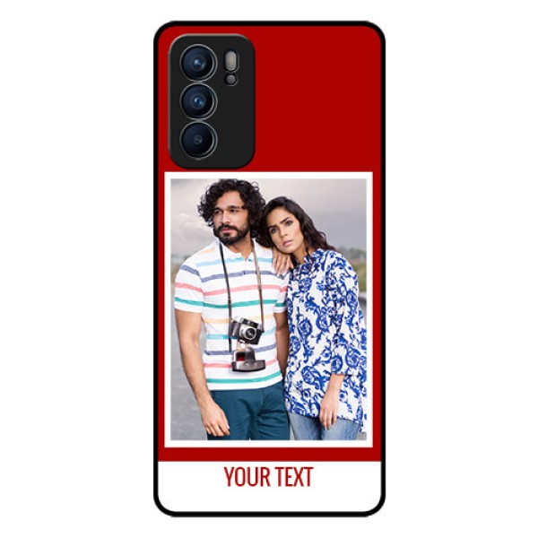 Reno 6 5G Personalized Glass Phone Case - Simple Red Color Design