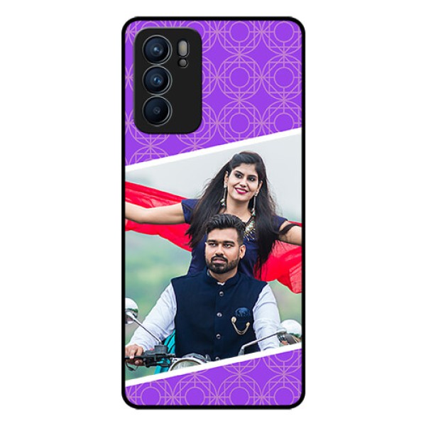 Reno 6 5G Custom Glass Phone Case - Violet Pattern Design Reno 6 5G Custom Glass Phone Case - Violet Pattern Design