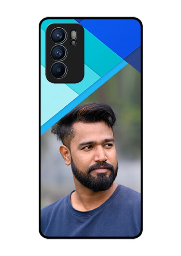 Reno 6 5G Custom Glass Phone Case - Blue Pattern Design
