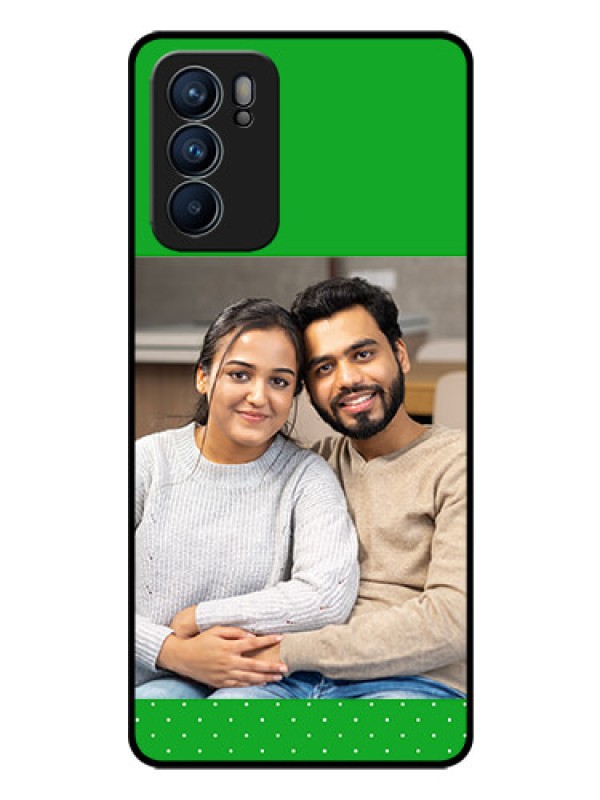 Custom Reno 6 5G Personalized Glass Phone Case - Green Pattern Design