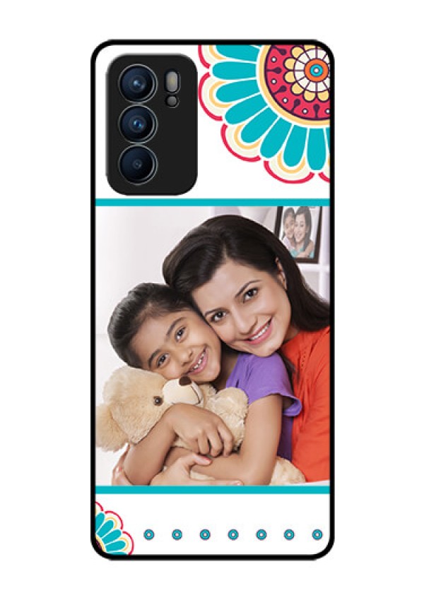 Reno 6 5G Custom Glass Phone Case - Flower Design