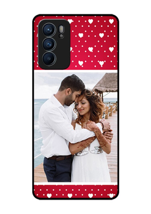 Reno 6 5G Photo Printing on Glass Case - Hearts Mobile Case Design