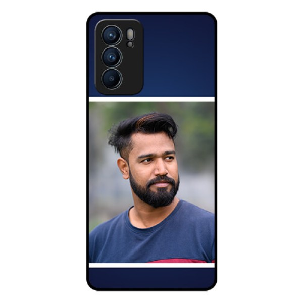 Reno 6 5G Personalized Glass Phone Case - Simple Royal Blue Design Reno 6 5G Personalized Glass Phone Case - Simple Royal Blue Design