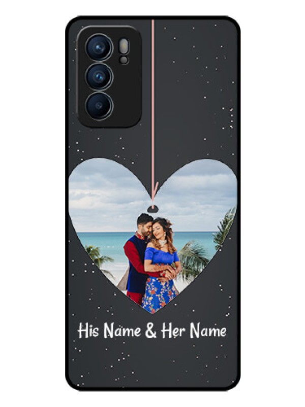 Custom Reno 6 5G Custom Glass Phone Case - Hanging Heart Design