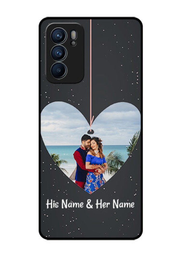Reno 6 5G Custom Glass Phone Case - Hanging Heart Design