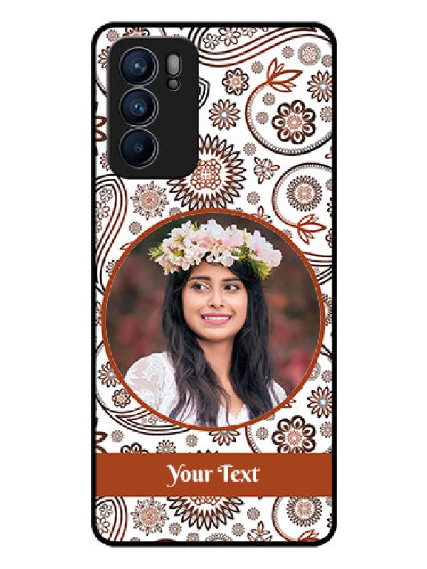 Custom Reno 6 5G Custom Glass Mobile Case - Abstract Floral Design 