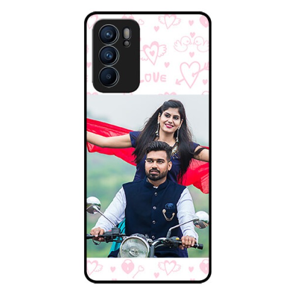 Reno 6 5G Custom Glass Mobile Case - Pink Flying Heart Design Reno 6 5G Custom Glass Mobile Case - Pink Flying Heart Design