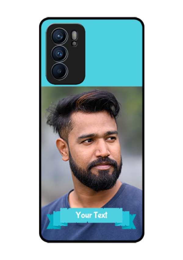 Reno 6 5G Personalized Glass Phone Case - Simple Blue Color Design