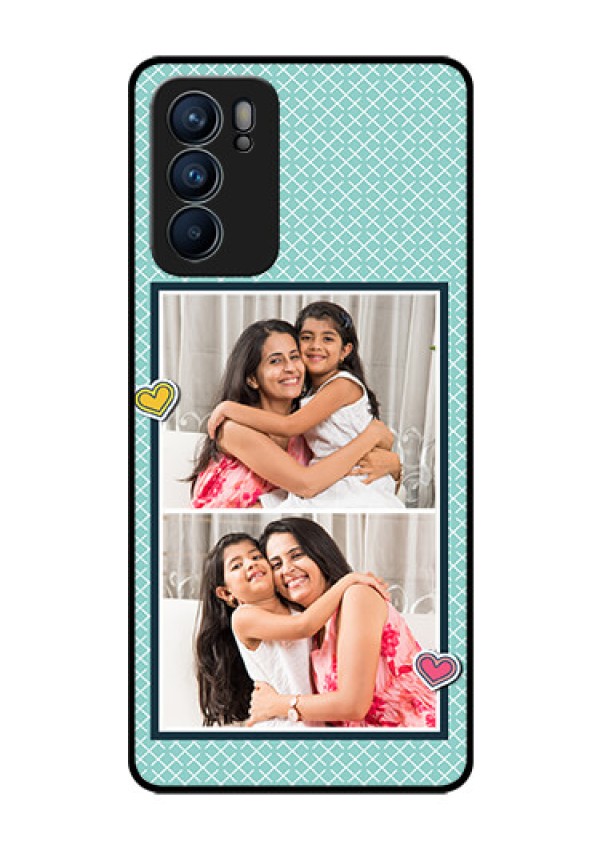 Reno 6 5G Custom Glass Phone Case - 2 Image Holder with Pattern Design