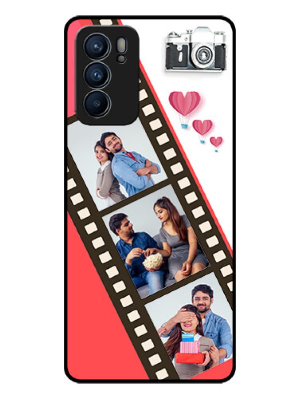 Custom Reno 6 5G Personalized Glass Phone Case - 3 Image Holder with Film Reel
