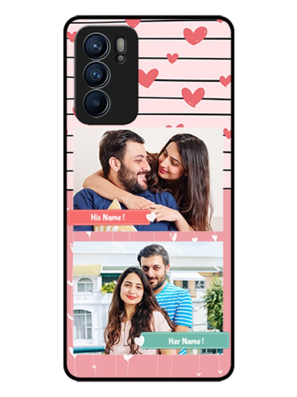 Custom Reno 6 5G Custom Glass Mobile Case - Photo with Heart Design