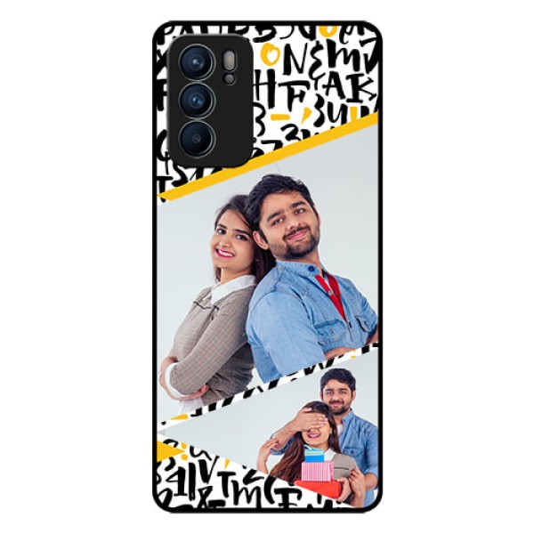 Reno 6 5G Custom Glass Mobile Case - Letters Pattern Design