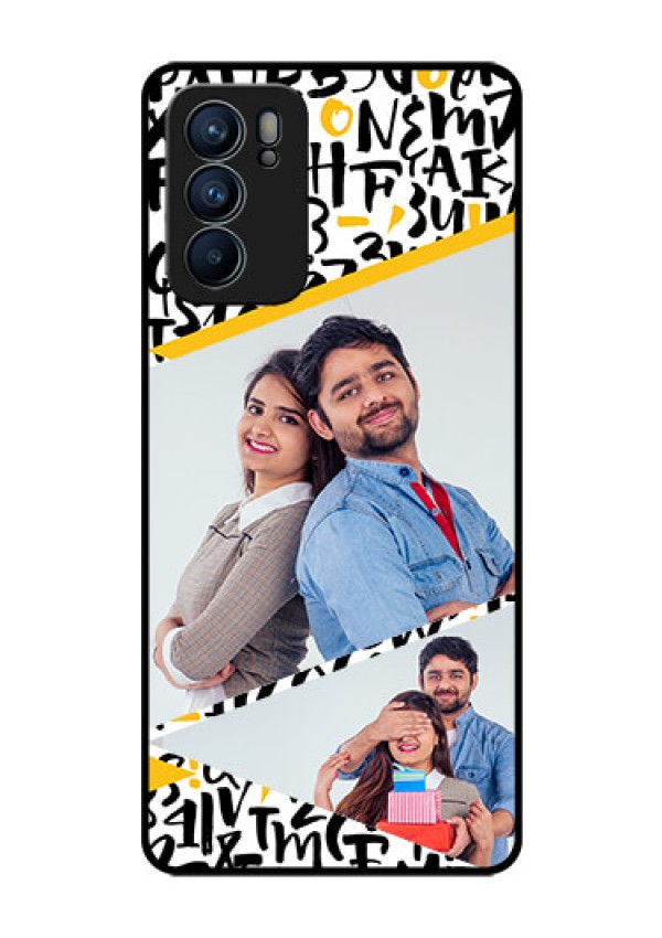 Reno 6 5G Custom Glass Mobile Case - Letters Pattern Design