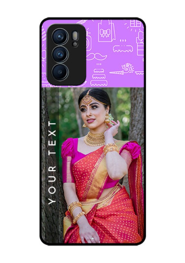 Reno 6 5G Custom Glass Mobile Case - Birthday Icons Design