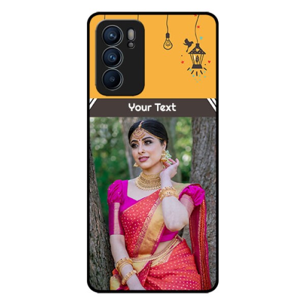 Reno 6 5G Custom Glass Mobile Case - with Family Picture and Icons Reno 6 5G Custom Glass Mobile Case - with Family Picture and Icons