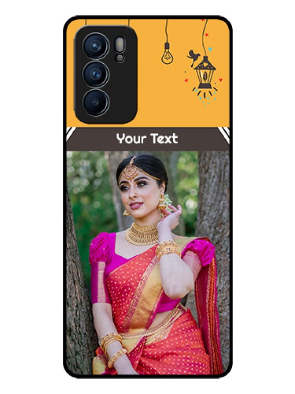 Custom Reno 6 5G Custom Glass Mobile Case - with Family Picture and Icons 