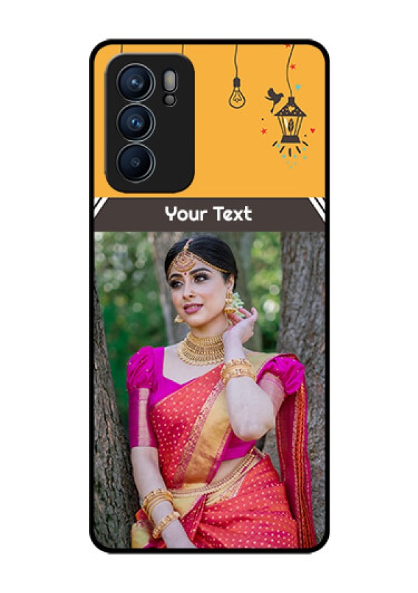 Reno 6 5G Custom Glass Mobile Case - with Family Picture and Icons 